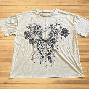 Y2K Skull and Roses Doomsday Shirt Heather Gray Women’s Medium Romwe(fits Big)